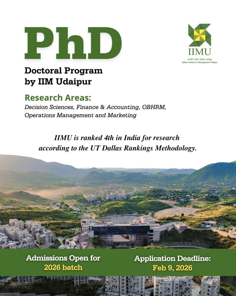 Admissions Open – PhD Doctoral Program 2026 | IIM Udaipur