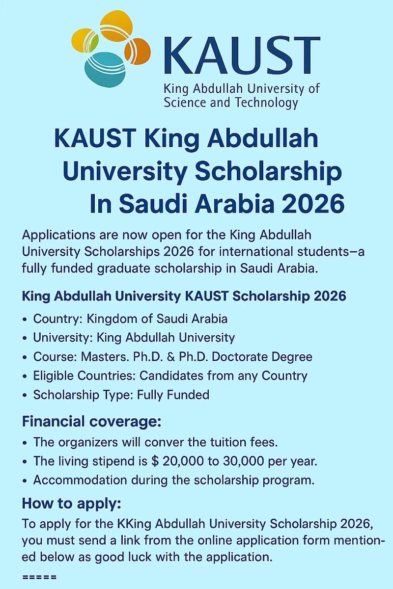 Fully Funded KAUST Scholarship 2026 in Saudi Arabia | Master’s & PhD Opportunities