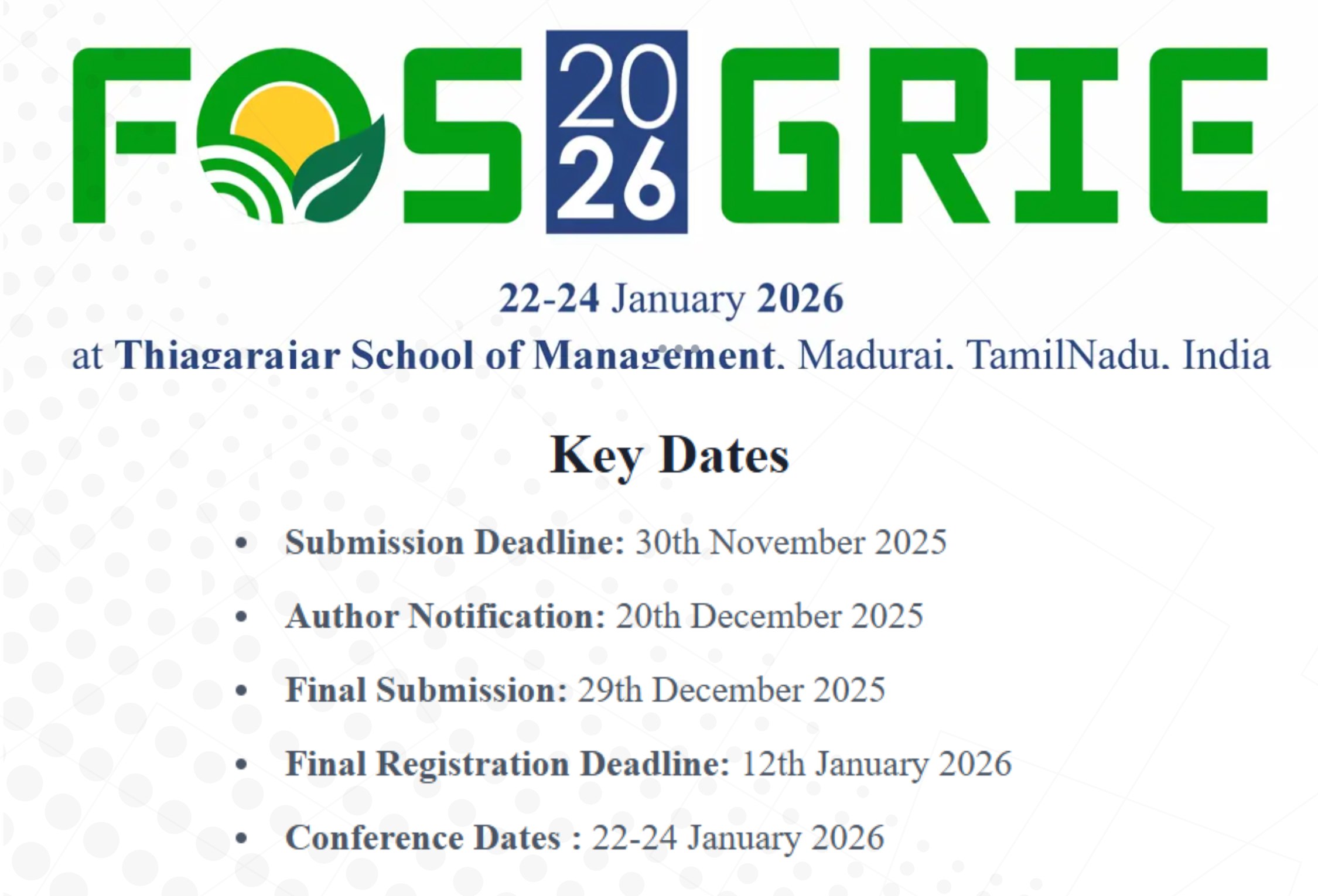 International Conference on Frontiers of Sustainability – Global Responsibility for Innovation & Entrepreneurship (FOS 2026 – GRIE)