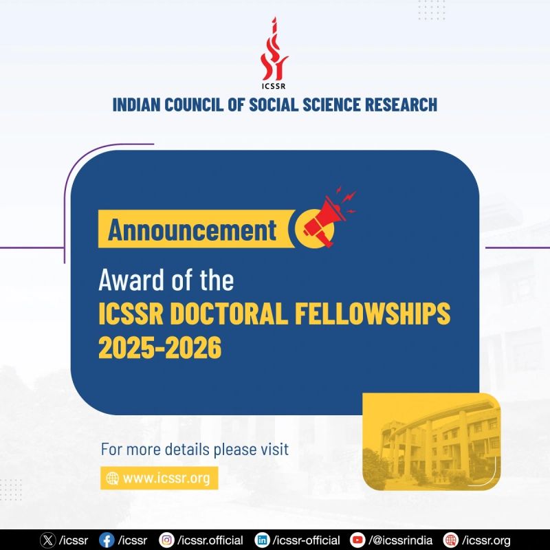ICSSR Doctoral Fellowships 2025–2026 | Official Award Announcement