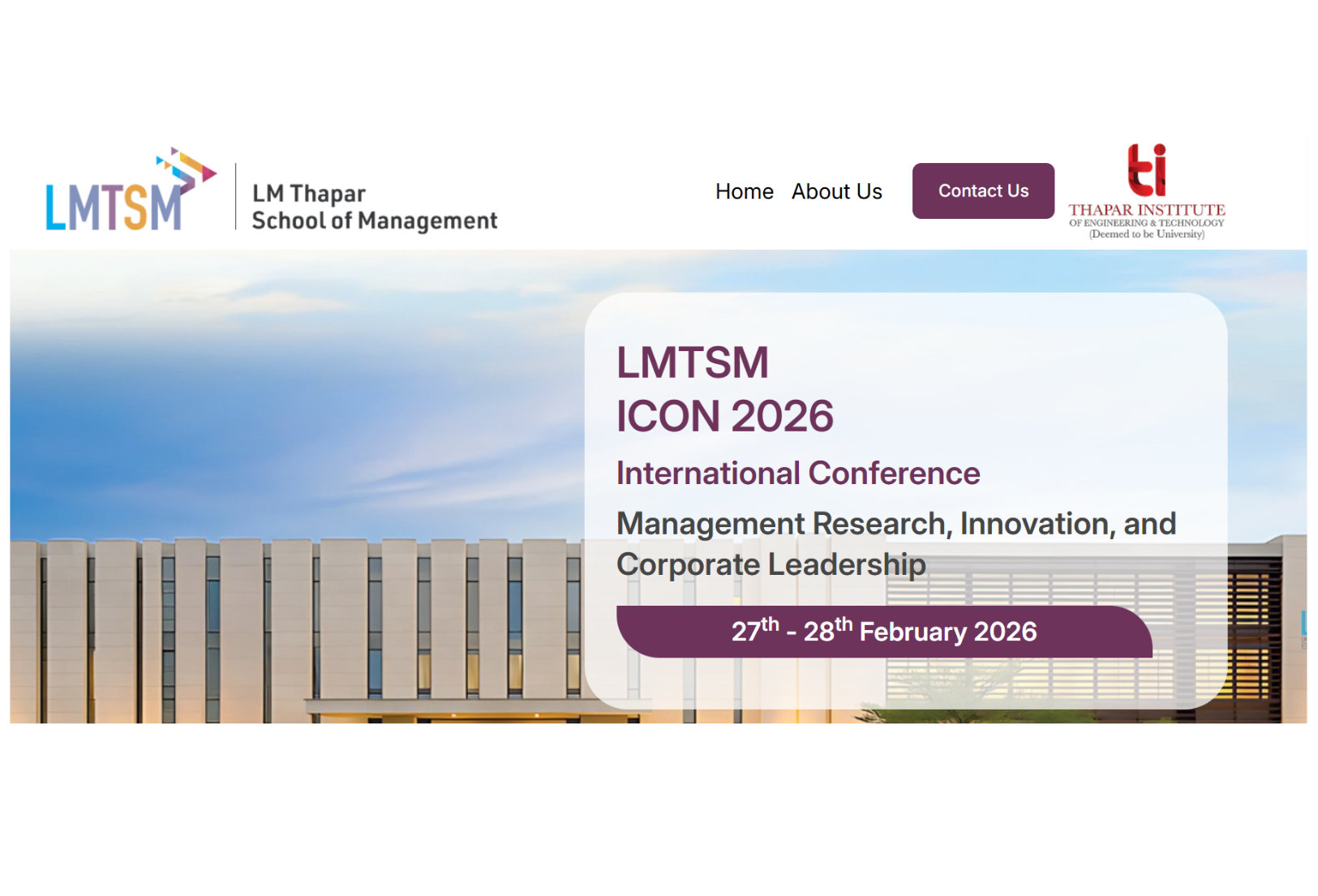 LMTSM ICON 2026 – International Conference | LM Thapar School of Management | 27–28 February 2026