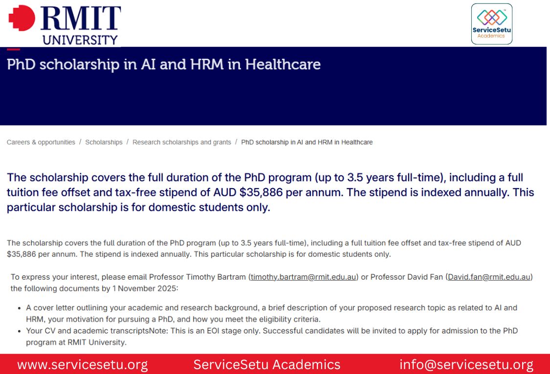 Apply Now: Fully Funded PhD in AI & HRM in Healthcare at RMIT University