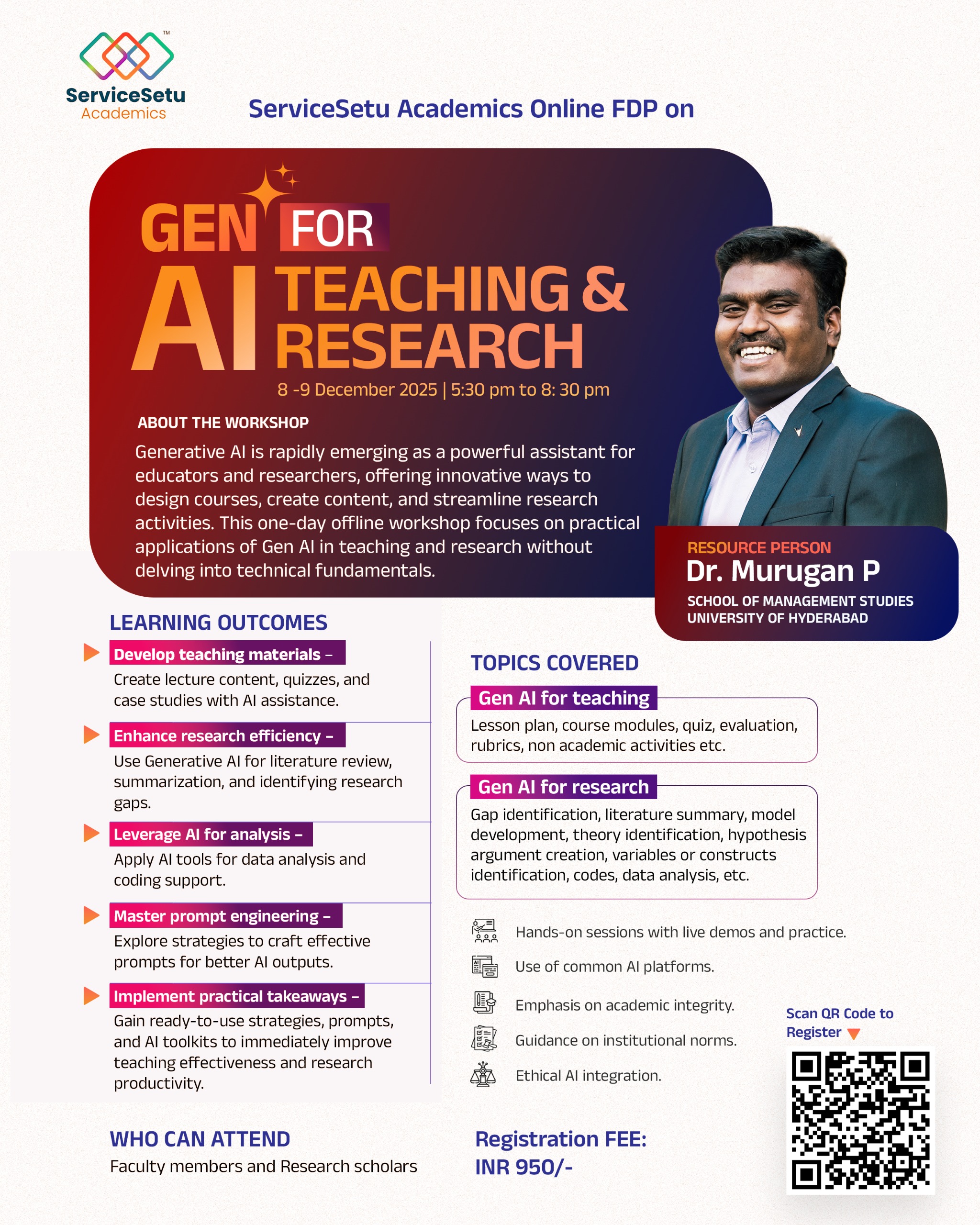 Online FDP on “Gen AI for Teaching and Research” 8-9 December 2025 | Dr. Murugan P., University of Hyderabad