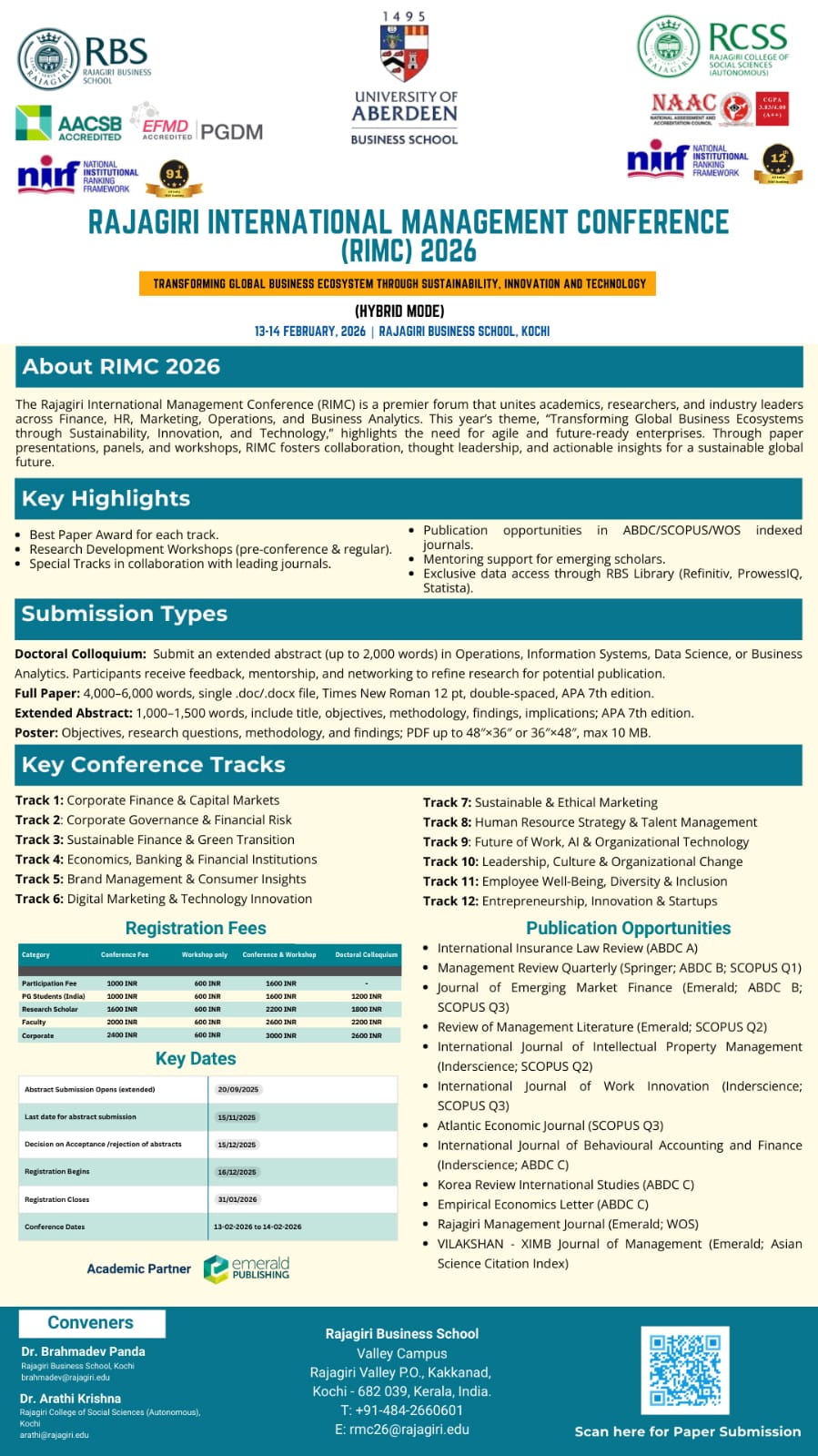 📢 Rajagiri International Management Conference (RIMC 2026)