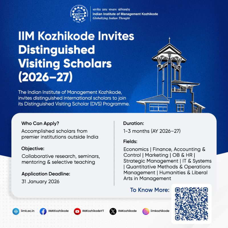 Invitation to Global Scholars: Distinguished Visiting Scholar Programme, IIM Kozhikode