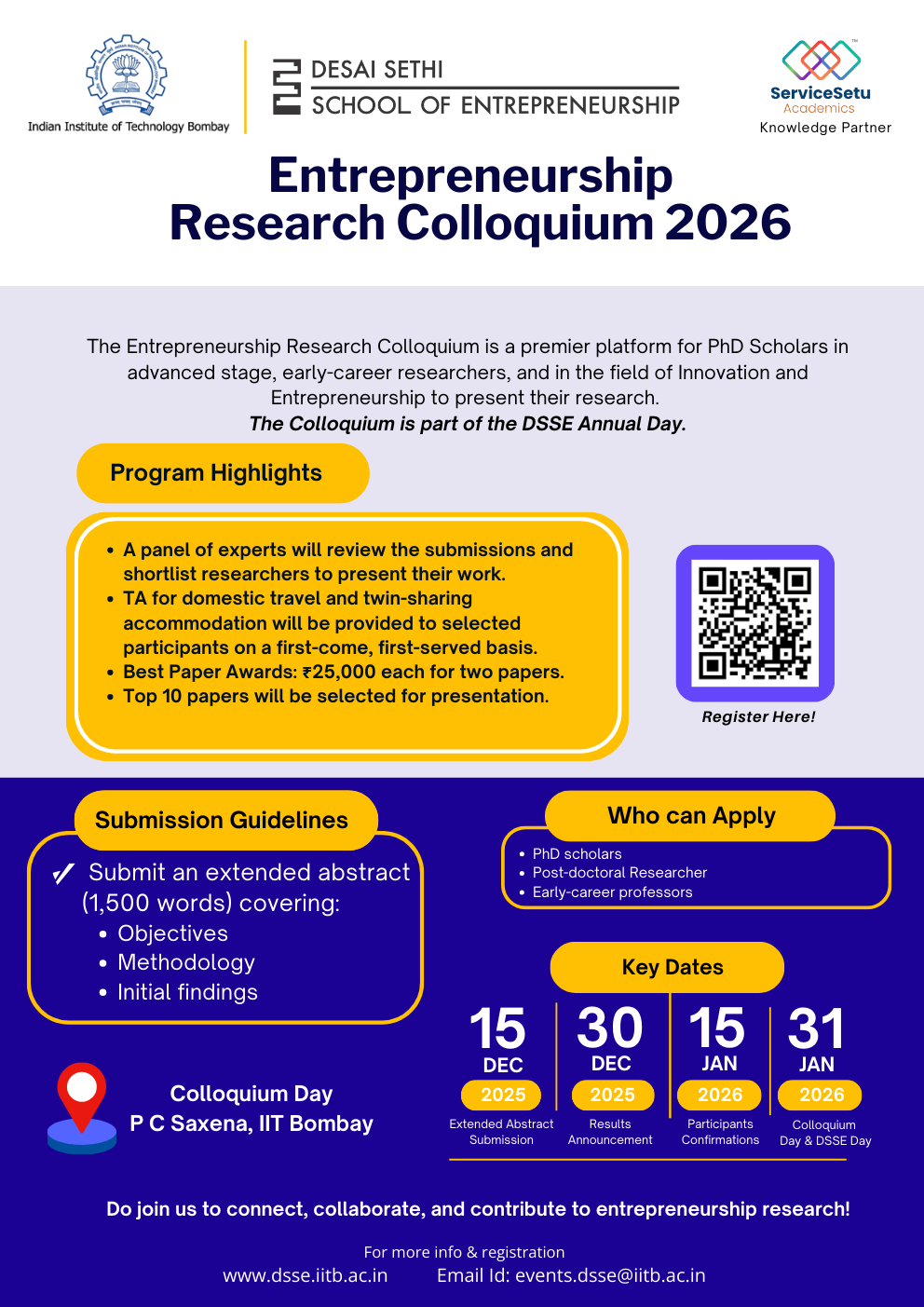 Entrepreneurship Research Colloquium 2026 | DSSE - IIT Bombay