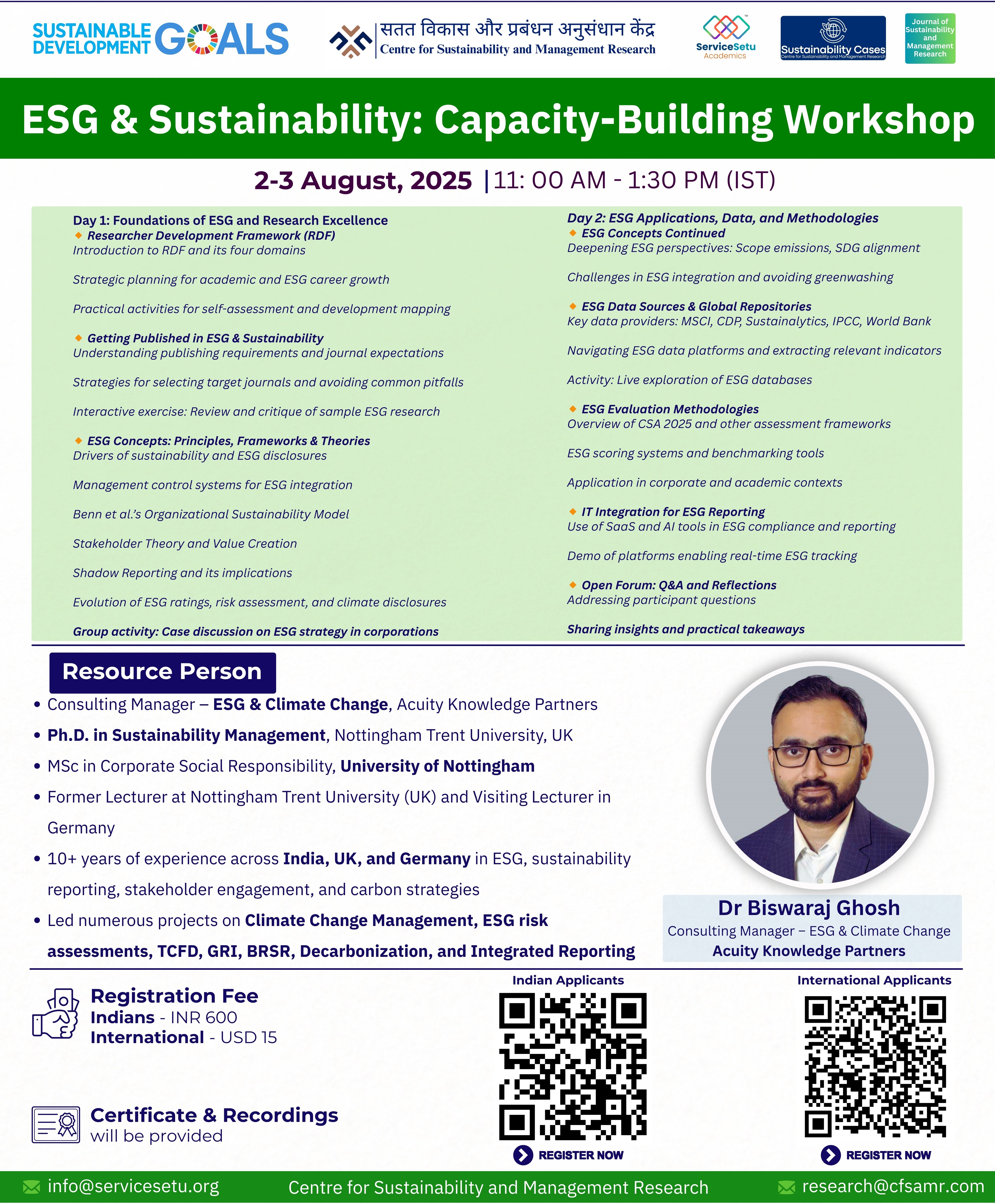 ESG & Sustainability: Capacity Building Workshop