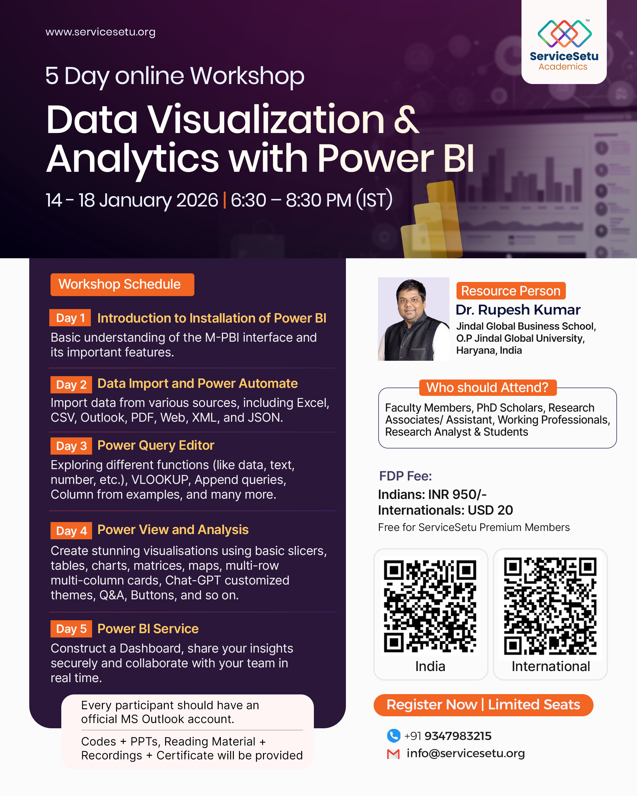 Data Visualization & Analytics with Power BI | 5-Day Online Workshop | Dr. Rupesh Kumar - O.P. Jindal Global University, Haryana, India