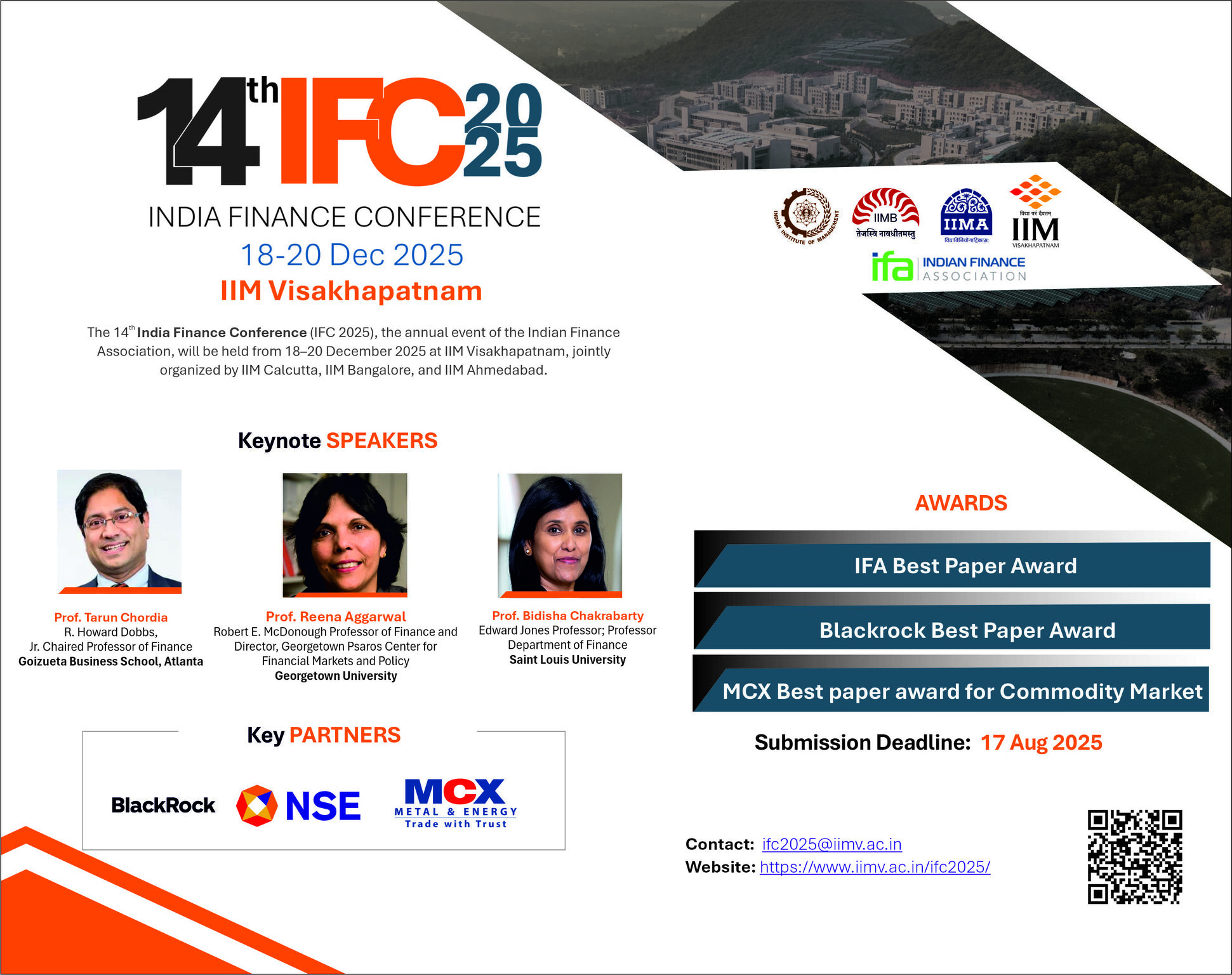 The India Finance Conference 2025 at IIM–Visakhapatnam, 18 – 20 December, 2025
