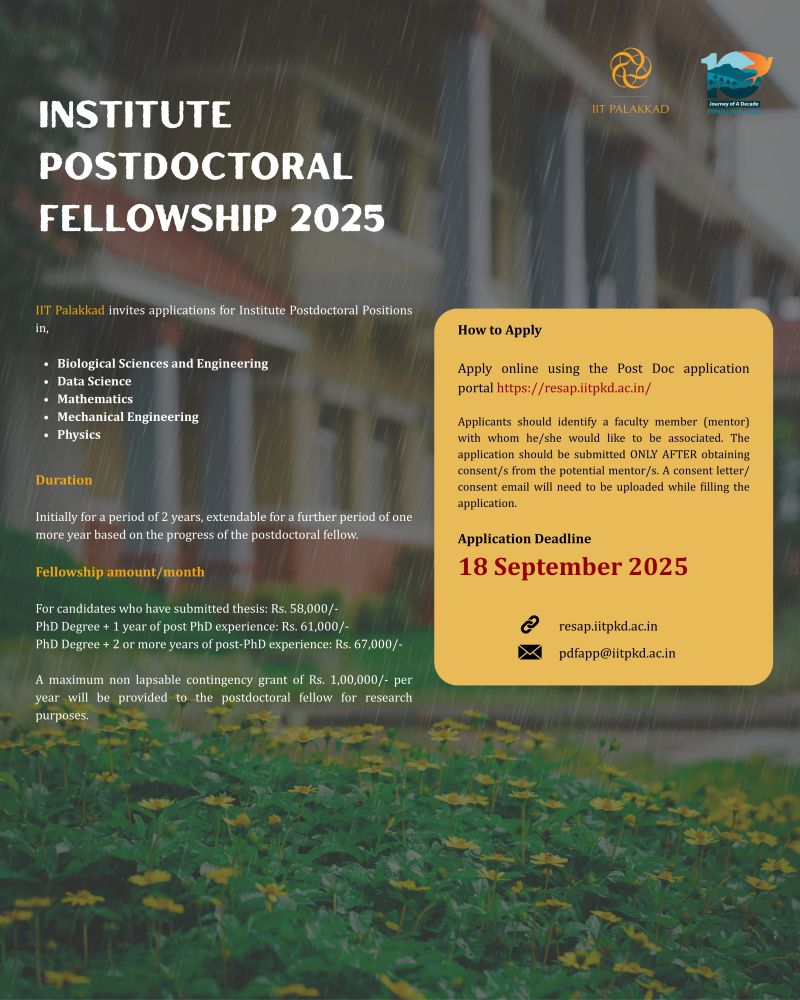 Postdoctoral Fellowship | IIT Palakkad