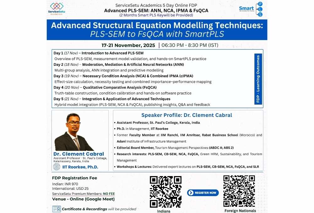 Advanced Structural Equation Modelling Techniques:  PLS-SEM to FsQCA with SmartPLS  (With 2-Month SmartPLS Access)