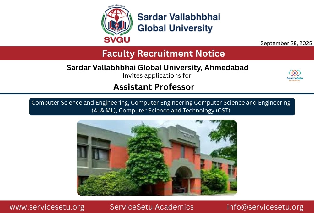 Assistant Professor – Recruitment at SVGU, Ahmedabad