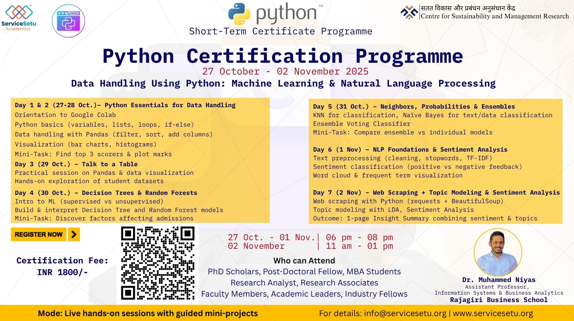 Python Certification Programme  - [by Dr. Niyas from Rajagiri Business School]