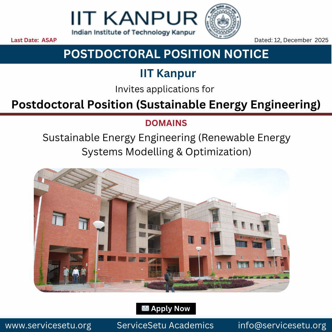 Call for Applications: MNRE Postdoctoral Fellowships at IIT Kanpur