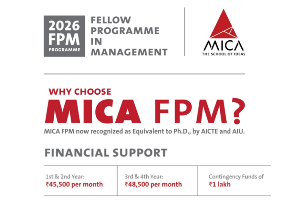 Fellow Programme in Management (FPM) 2026 at MICA