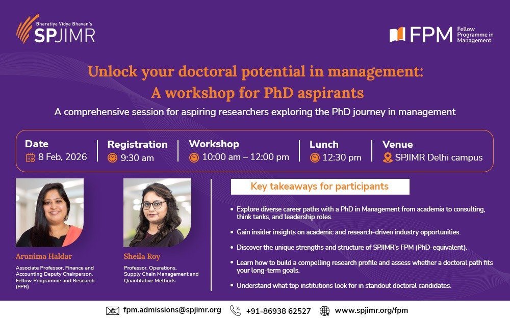 An Exclusive Workshop for PhD Aspirants | SPJIMR – New Delhi, 8 February, 2026