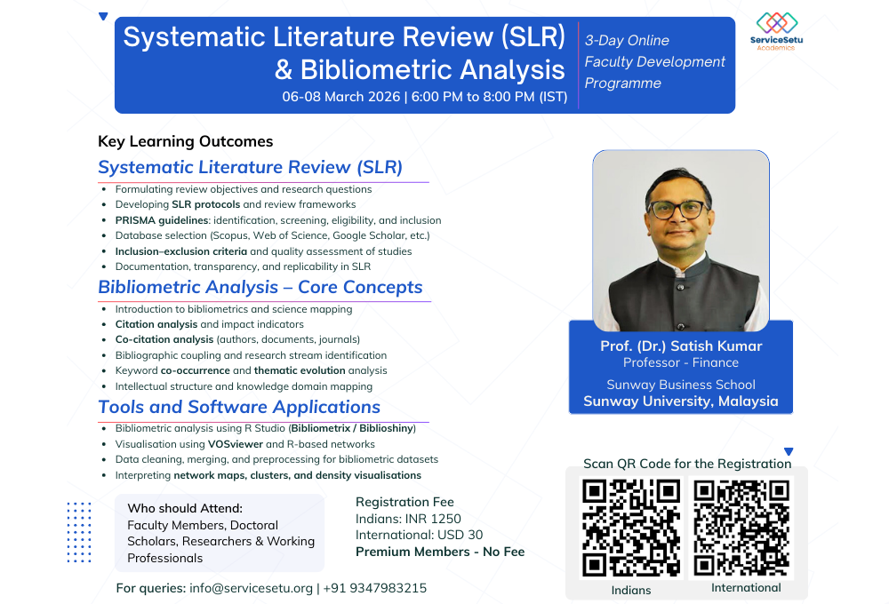 Systematic Literature Review (SLR) & Bibliometric Analysis | Prof Satish Kumar - Sunway University Malaysia | 6-8 March 2026