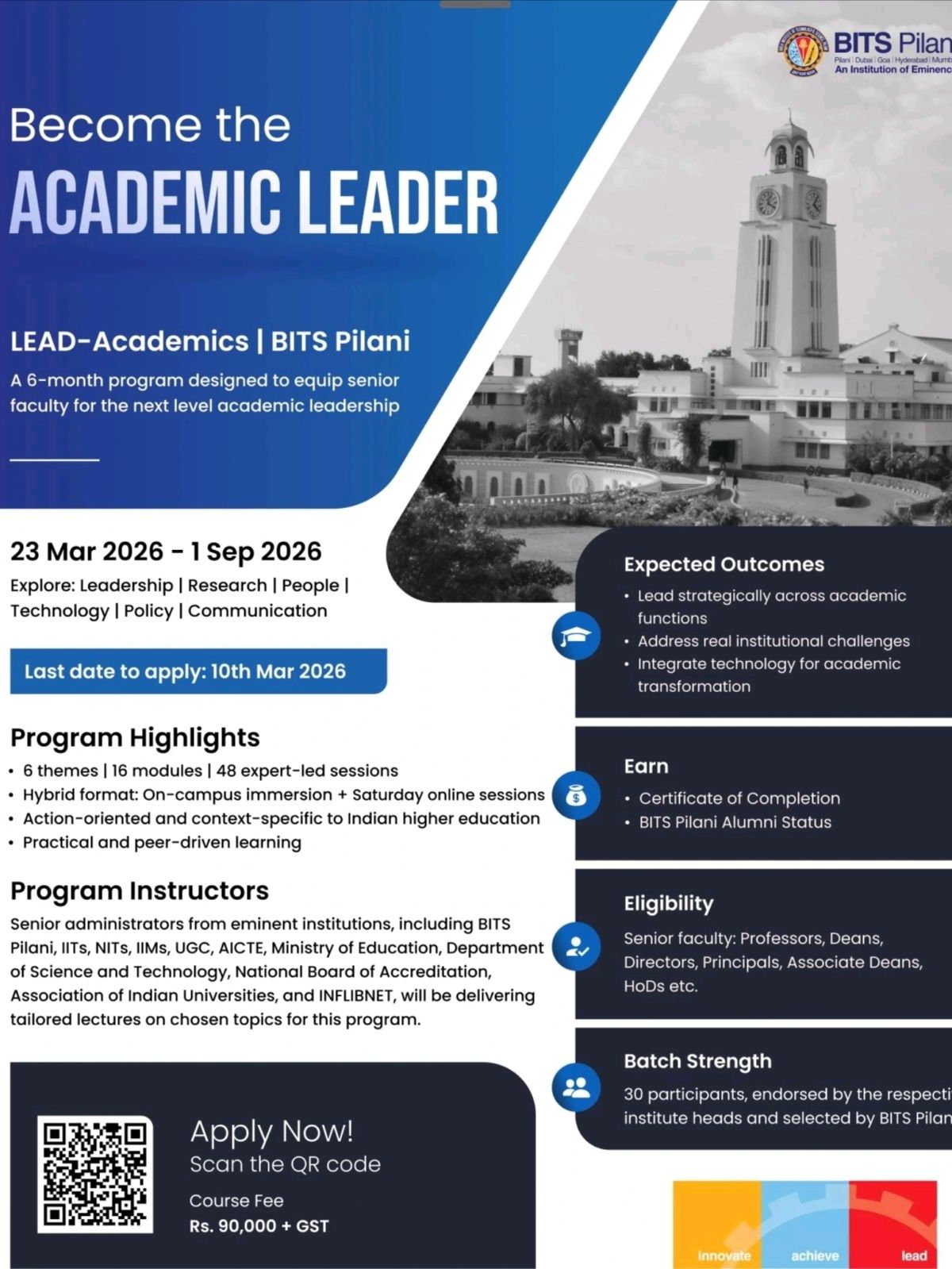 LEAD–Academics Programme 2026 | BITS Pilani