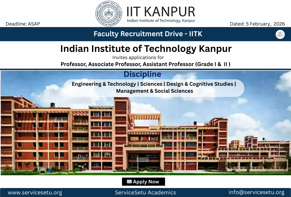 IIT Kanpur Faculty Recruitment 2026 | Professor, Associate Professor & Assistant Professor